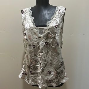 Ann Taylor loft floral sleeveless blouse with attached cami size 14